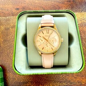 Rose Gold Fossil Watch w/ blush band